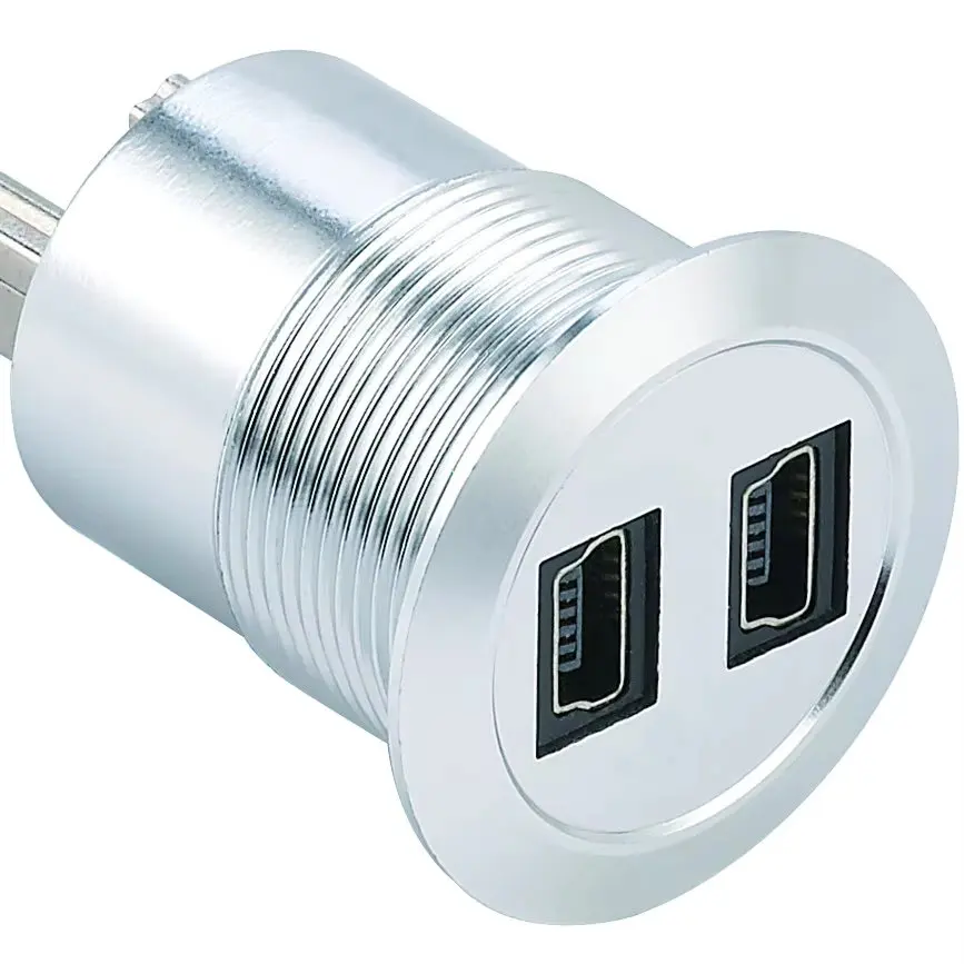 22mm USB connector socket 2 LAYER MINI USB Panel mount socket (2 LAYER MINI USB2.0 Female to male )