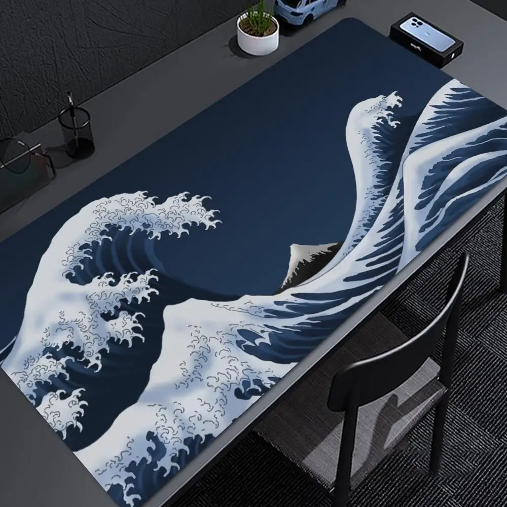 Коврик для мыши The Great Wave Kanagawa 100x50 см, 900x400 мм, большой коврик для мыши для домашнего офиса, геймерский водонепроницаемый настольный коврик из искусственной кожи, компьютерный M