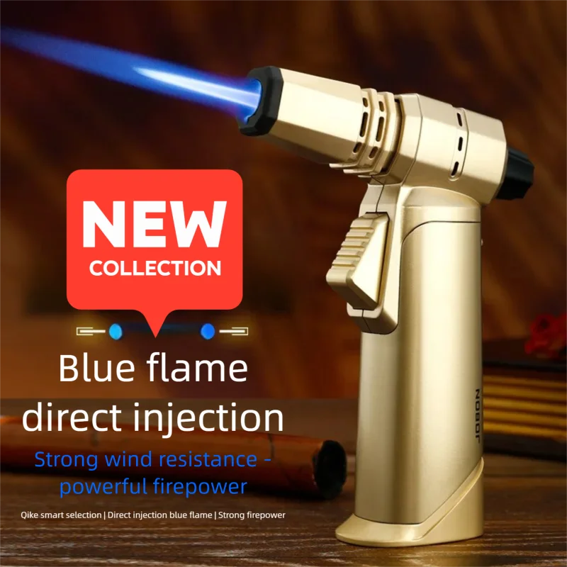 

ZBHJ-509, Ветрозащитная, с синим пламенем, прямого розжига, на бутане, металлическая, для сигар, креативная, для моксотерапии, подарочная, коллекционная, зажигалка