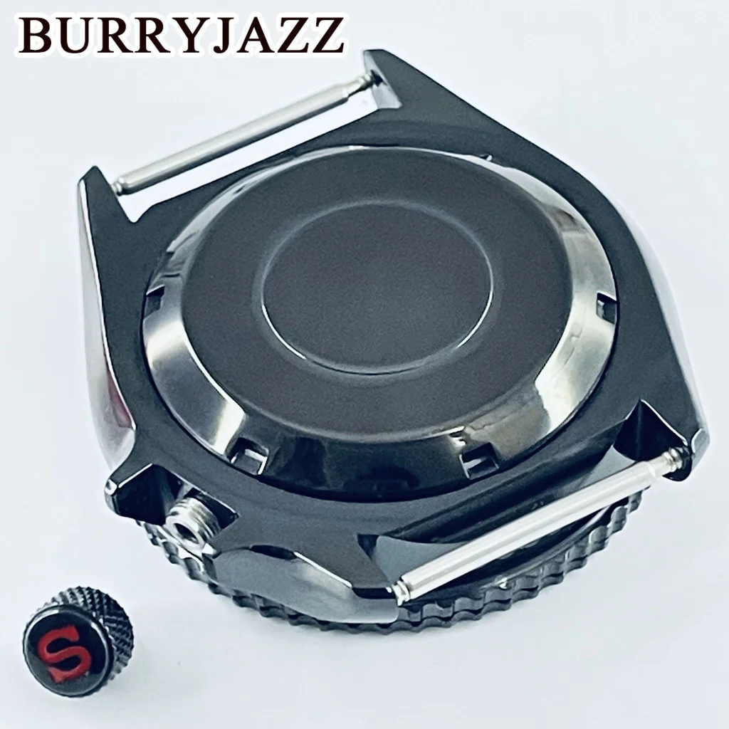 BURRYJAZZ 42 مللي متر تحسين SKX007 حافظة ساعة من الفولاذ المقاوم للصدأ مقاوم للماء الياقوت كريستال صالح NH35NH36/4R/7S حركة 28.5 مللي متر الطلب