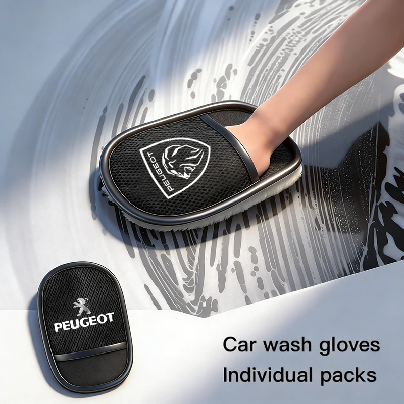 Car Wash Glove Wool Soft Polish Cleaning Brush Tools For Peugeot 206 307 308 207 3008 208 407 508 2008 5008 301 406 408 607 4008