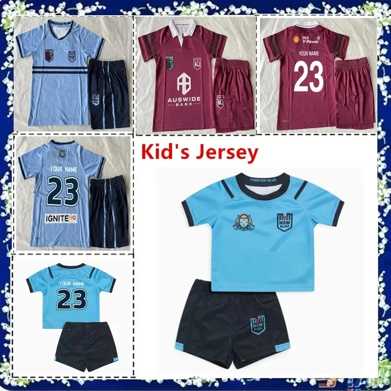 2024 NSW Blues State of Origin Jersey Toddler Rugby 2023 Queensland Maroons Kid's Jersey Size:16--26 (Custom name and number )