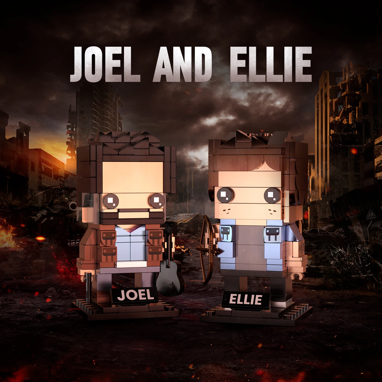 Joel and Ellie 영화 캐릭터 빌딩 블록, 영화 피규어 모델 키트, 성인 및 어린이 팬을 위한 컬렉션 벽돌 선물