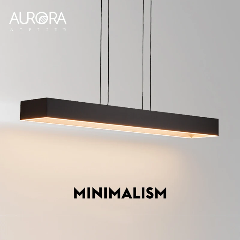 One Word Minimalist Dining Room Chandelier Modern Long Strip Dining Table Lamp Luxury Dining Room Bar Table Lamp Office Light