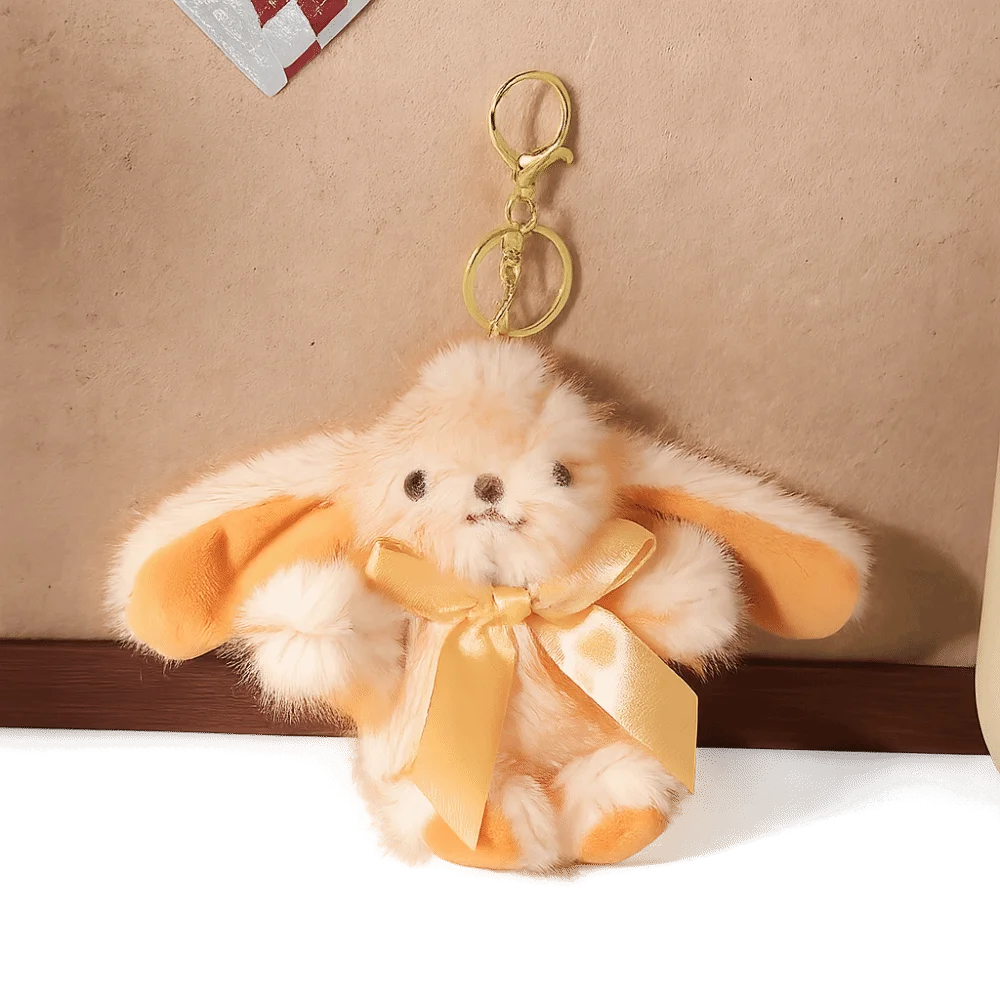 Kawaii Cute Cartoon Plush Rabbit Keychain Pompom Fur Easter Bunny Key Ring Decoration Colorful Animal Bag Charm Kids Toys