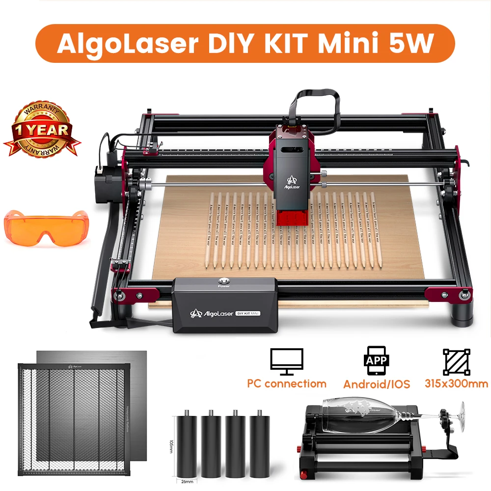 Mini Gravador a Laser Portátil Cortador Ferramentas para Madeira Máquina Cnc Controle Offline Marcador Impressora de Logotipo Faça Você Mesmo 5w 315×300 mm