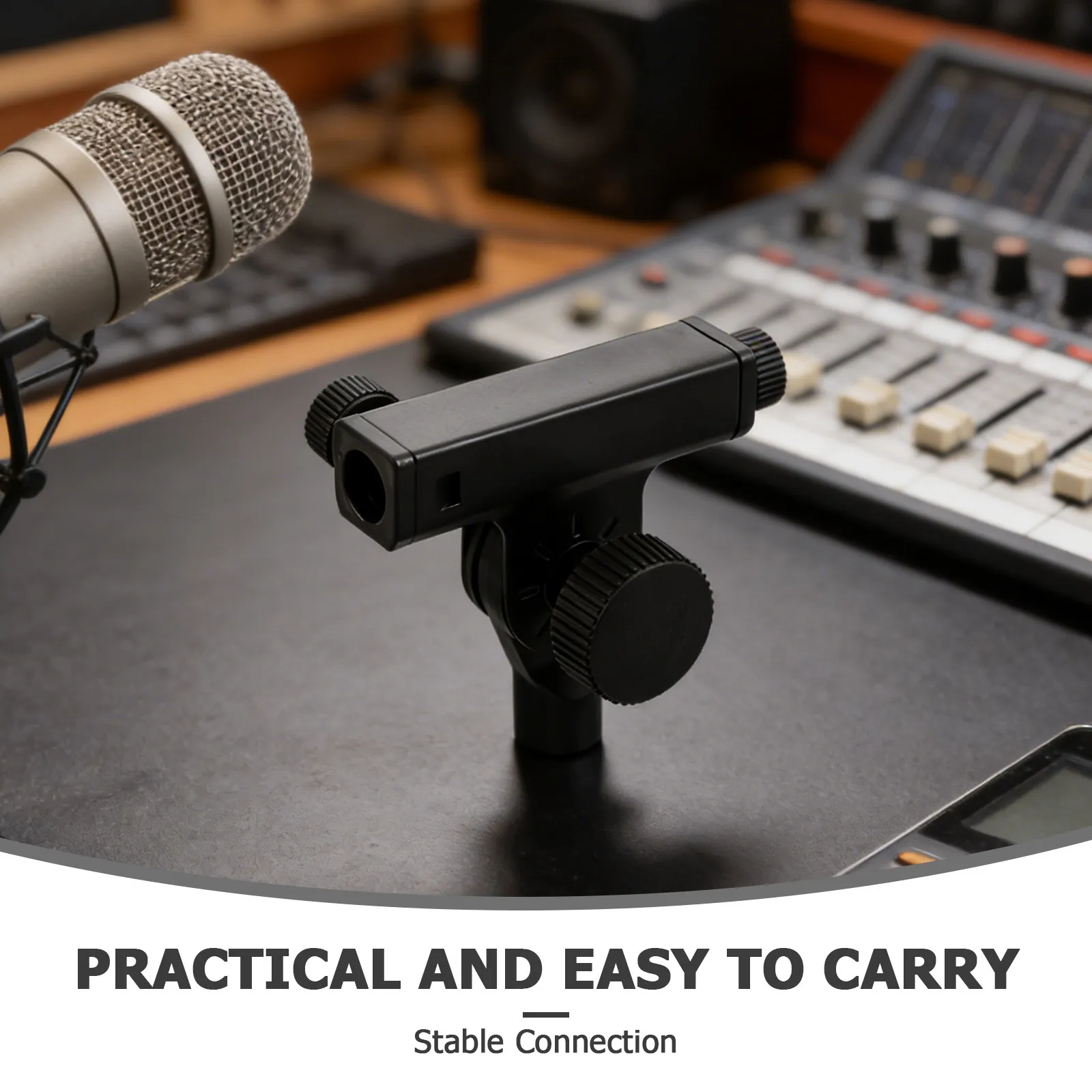 Microphone Stand Adapter 38 Threaded Connector Extendable Boom Mic Mount 180 Degree Adjustable T-Type Conversion Head for 58