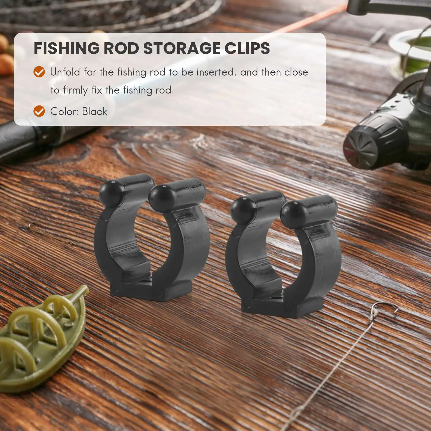 A98U 20 Pcs Fishing Pole Rod Holder Clips Black 16Mm Inside Dia Fishing Rod Storage Clips