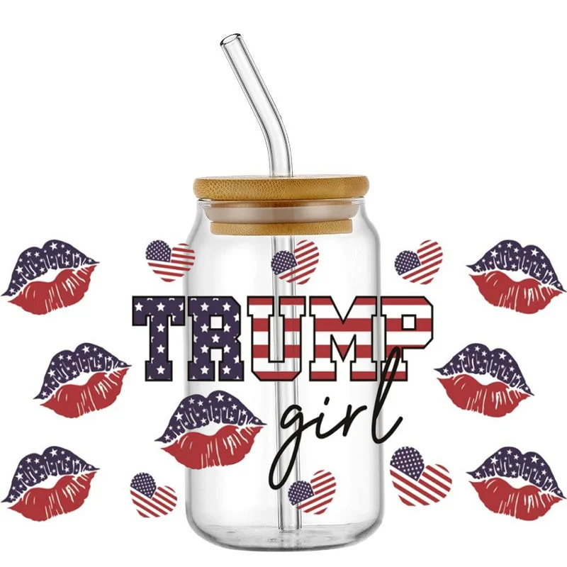 Donald John Trump UV DTF Cup Wrap Sticker for 16oz Cup Glass Wrap Transfer Sticker Custom Label DIY Logo Self adhesive