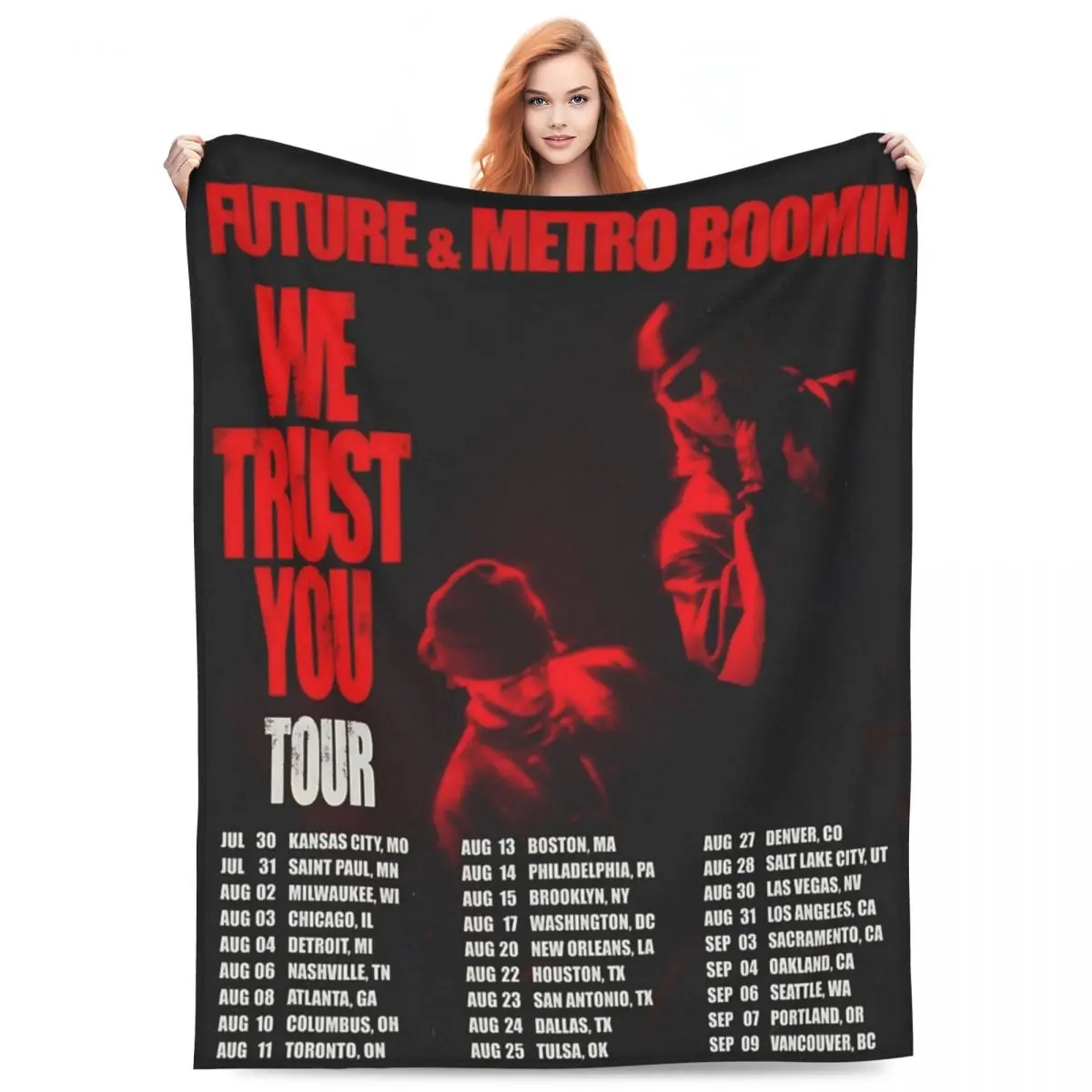 Future & Metro Boomin We Trust You Tour 2024 Blanket Velvet Printed Hip Hop Multifunction Super Soft Throw Blanket for Sofa