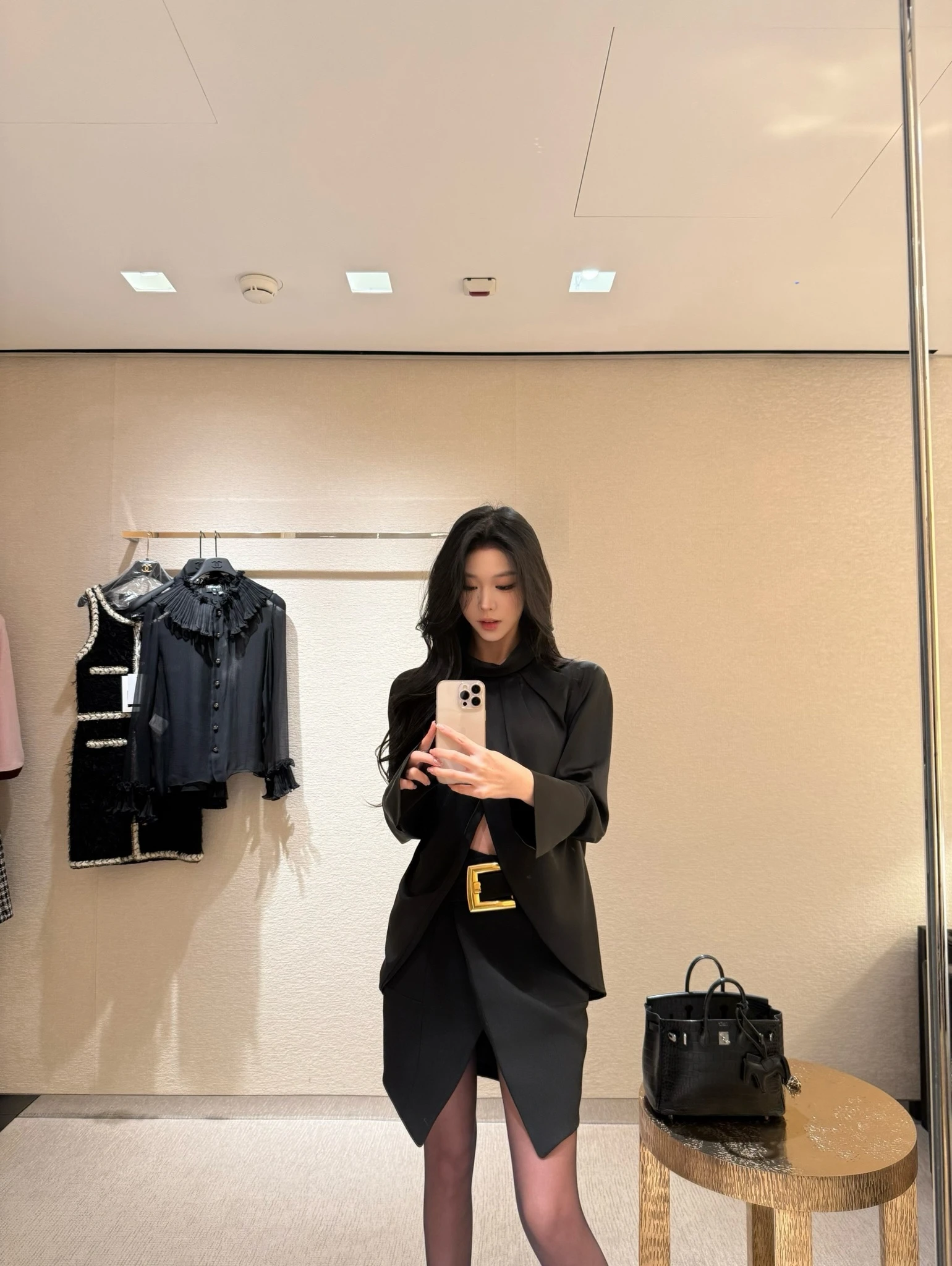 

Woppei Ele A-Line Skirt for Women High Waist Slim Fit Gold Button Split Commuter Sle Casual Other Material