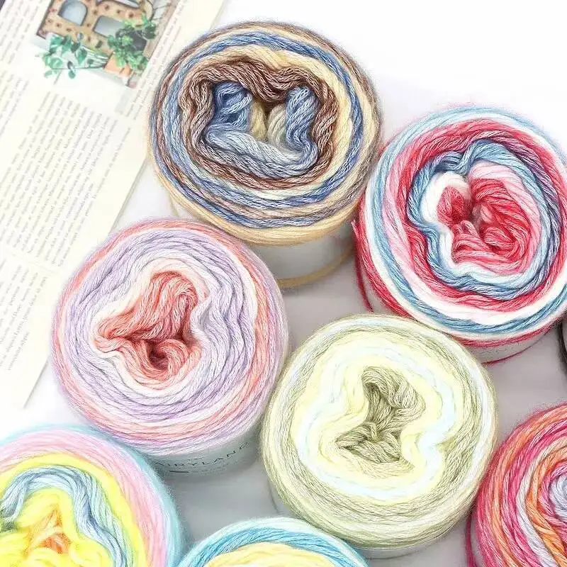 100g Gradient Cake Yarn Sweater Scarf Hat Hand Knitting Yarn Crochet Stick Needle Medium Fine Wool