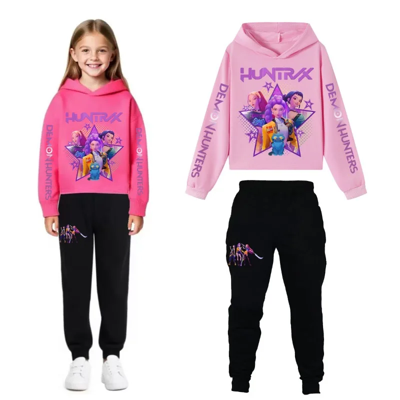 

Anime Kpop Demon Hunters Cartoon Rumi Zoey Mira Print Hoodie Pants Suit for Girls Boys Cosplay Costume Pretty Sportswear