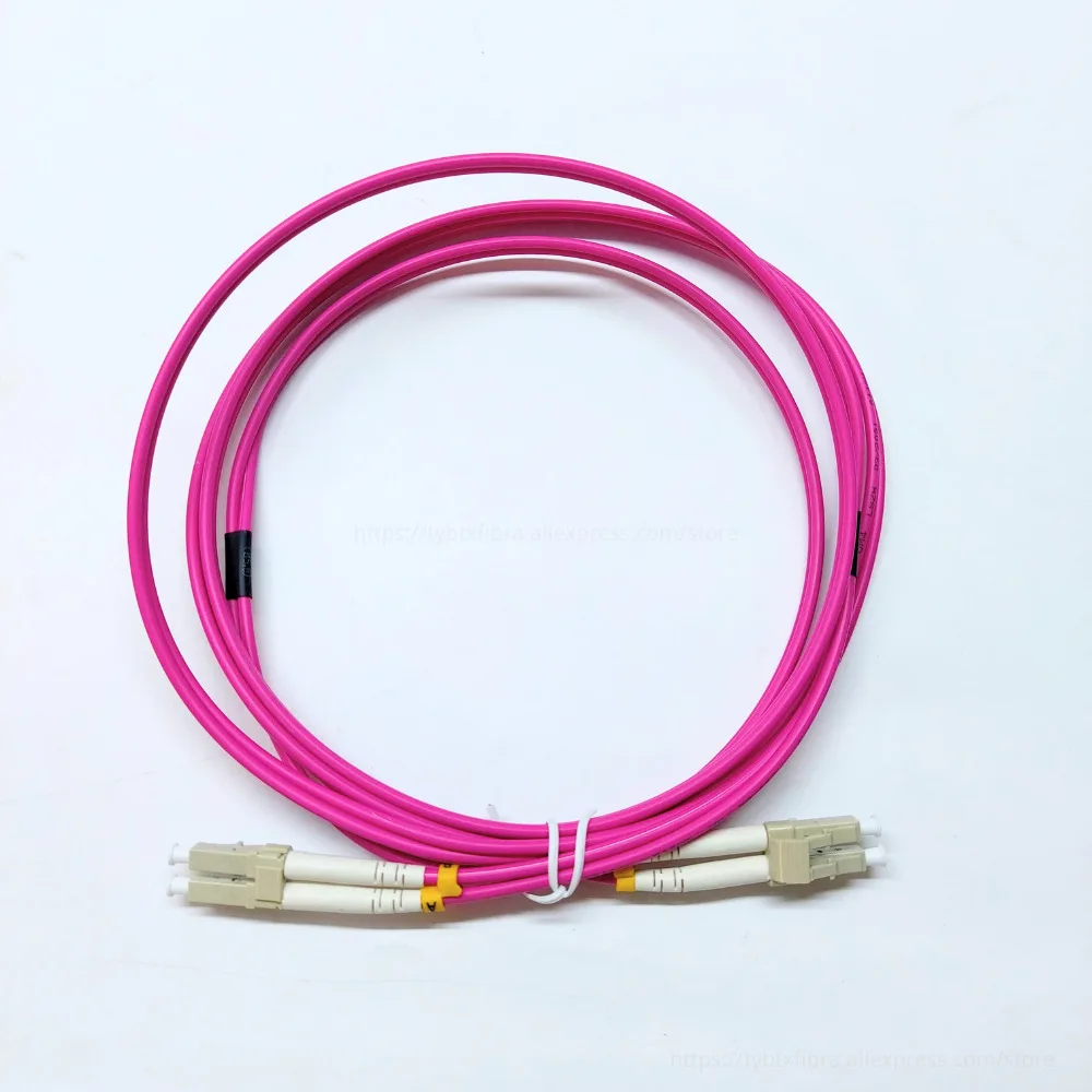 OMTiG 50pcs/lot OM4 1M/2M/3M/5M LC-LC Multi-Mode Fiber Cable 2.0/3.0mm Multimode Duplex LC-UPC Fiber Optical Jumper Patch Cord