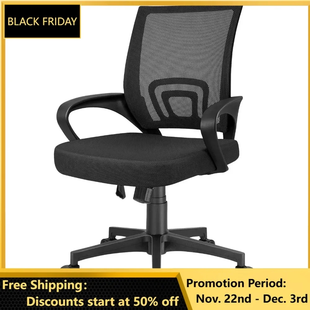 

Office Chairs, Office Ergonomic Mesh Chair, Mid Back Swivel Task Executive Chair with Lumbar Support and Armrests, Desk Chair