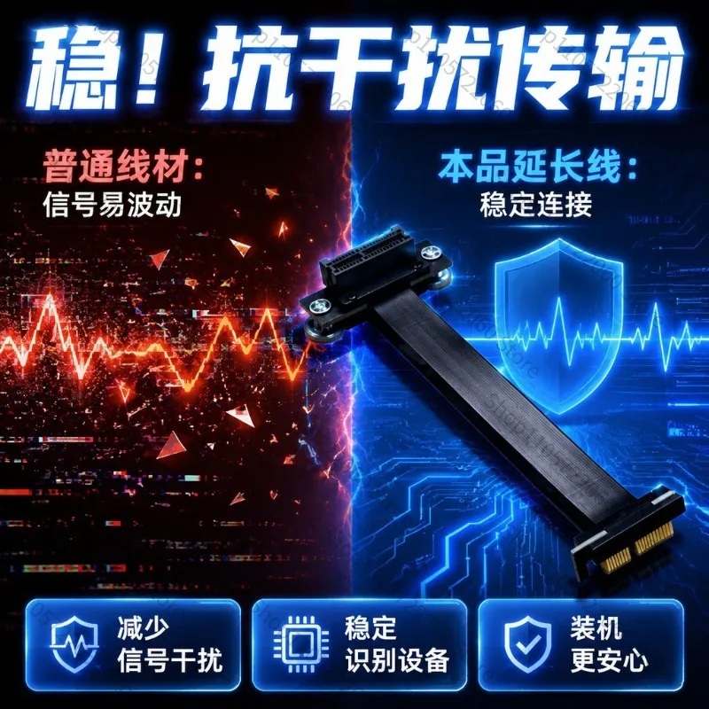 For  PCIe 3.0 X1 Riser Cable Magnetic Extension for WiFi Sound Card HDD