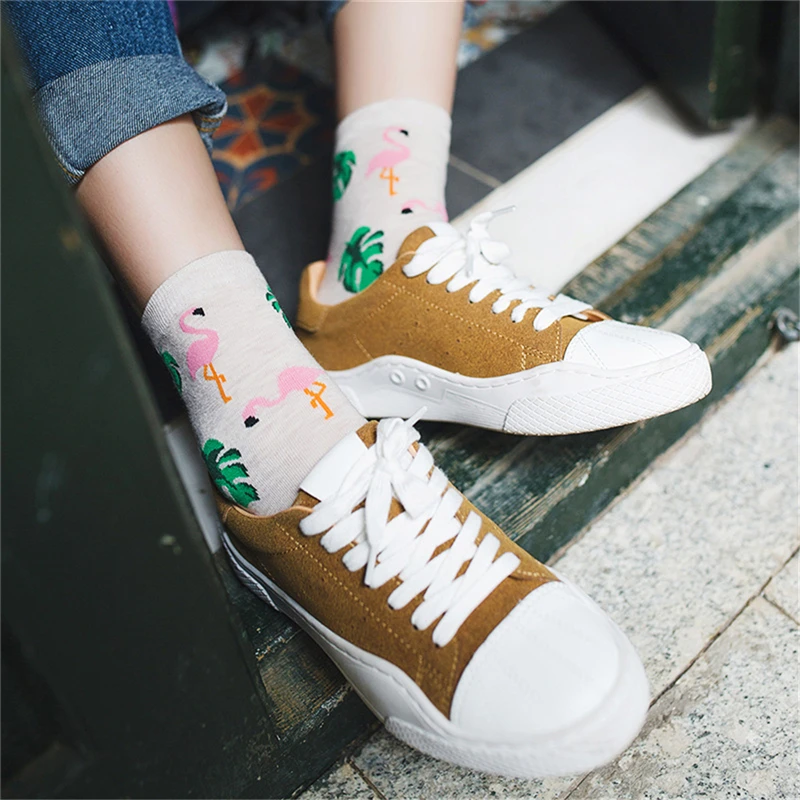 3 Pairs / Lot Cute Women's Korean Fox Leaves Cactus Plants Patterned Summer Funny Socks Unisex Kawaii Sokken Calcetines Dropship