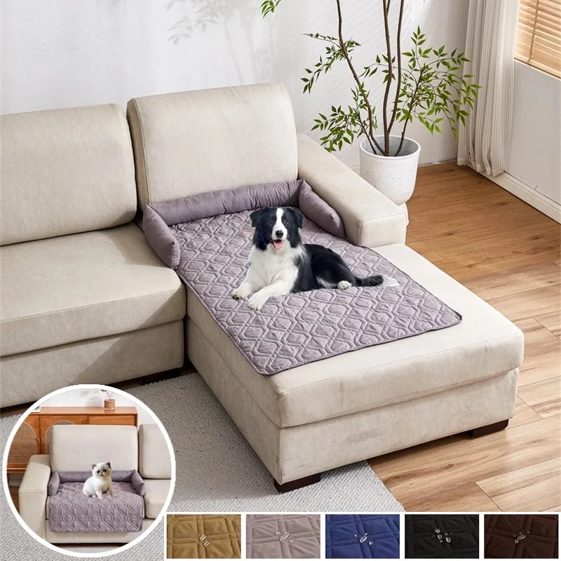 1PC Water Repellent Dog Sofa Bed Anti-dirty Plaid Pet Couch Pad for Larger Small Dog Cat Calming Bed Protector for Chaise Longue