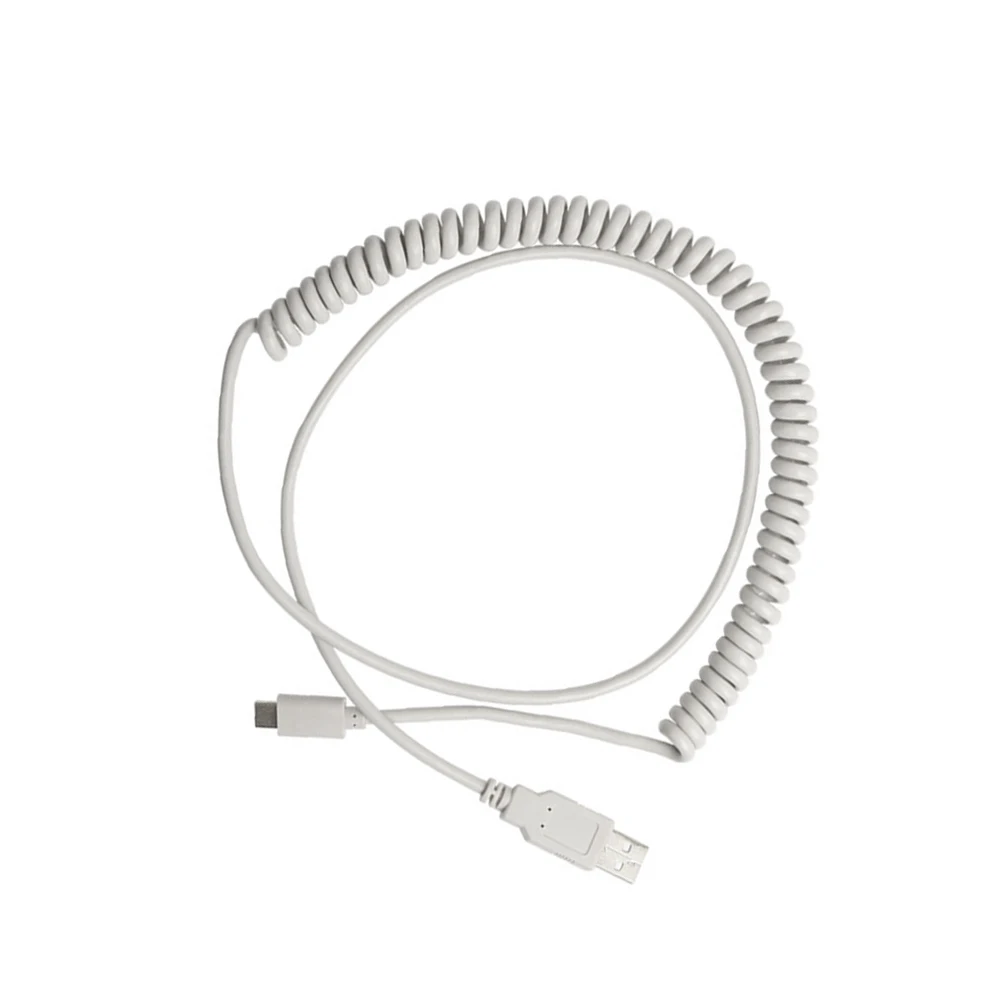 

1pc Bolded Coiled USB Cable Type C Connector Abs Material Spring Design Durable Stretchable Easy Storage Wide