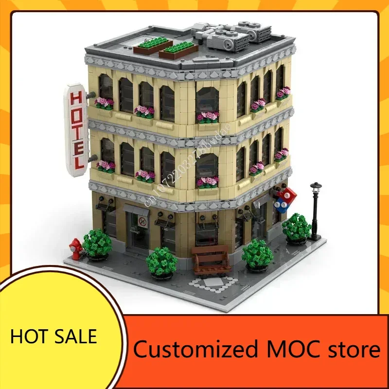 

4921 шт., головоломка MOC на день рождения, отель и ресторан, креативный праздник, StreetView, архитектура, сборная игрушка, Рождественский подарок для ребенка