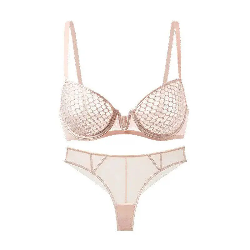 Full Bust Ladies Ultra-Thin Minimizer Bra Set Summer Soft Underwire Side Support Anti-Sagging Comfort Lingerie