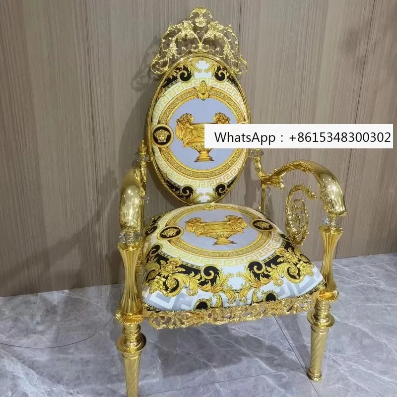 

Luxury armchair, exquisite yellow metal armchair, yellow copper chair