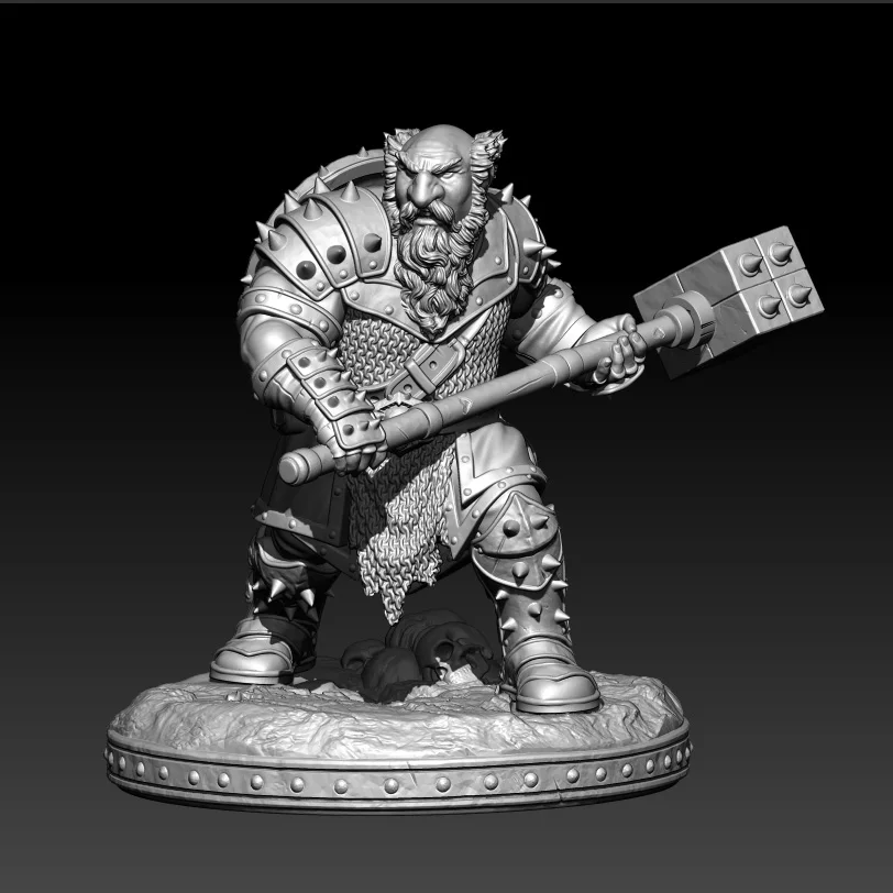 

1/18 80mm 1/24 60mm Resin Model Dwarf Bald Warrior Unpainted Figure No Color RW1193B