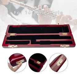 Advanced Flute Case Hard Case 16 Holes Flute Bag Durable Red Wood Solidwood For 16-Hole Flutes Woodwind Instrument Accessories