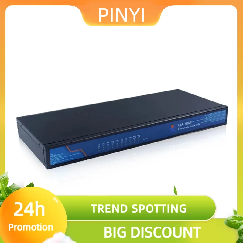 تعزيز الصناعية 8 منافذ المنفذ التسلسلي RS232 RS422 RS485 إلى خادم محول إيثرنت USR-N668 IOT جهاز دعم Modbus