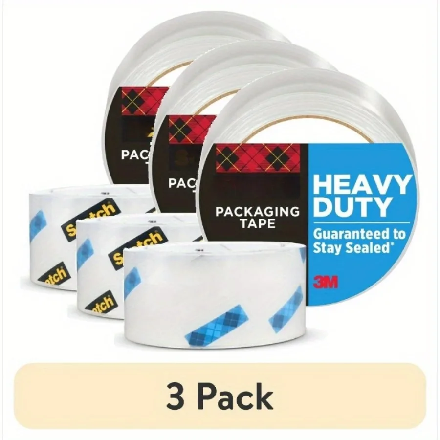 

(3 Pack) Heavy Duty Packaging Tape, 1.88 in x 54.6 yds, Clear, 1 Roll