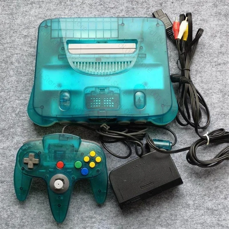Game console N64 console body blue transparent black red transparent violet transparent gold second-hand