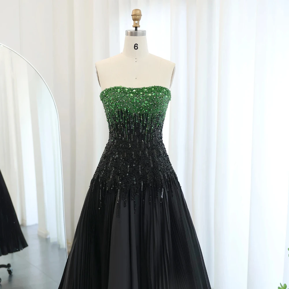 Exquisite Beads Strapless Evening Dresses Fashion Sleeveless Sequined A-Line Party Gowns Elegant Ankle Length Prom Dresses