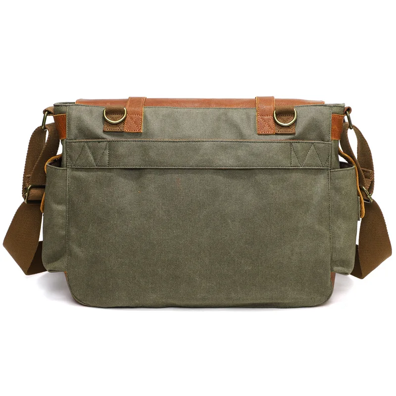Men's Crossbody Bag Vintage Leather Canvas Handbag Shoulder Bag Office Work Single Strap Diagonal Bag Fashionable Business