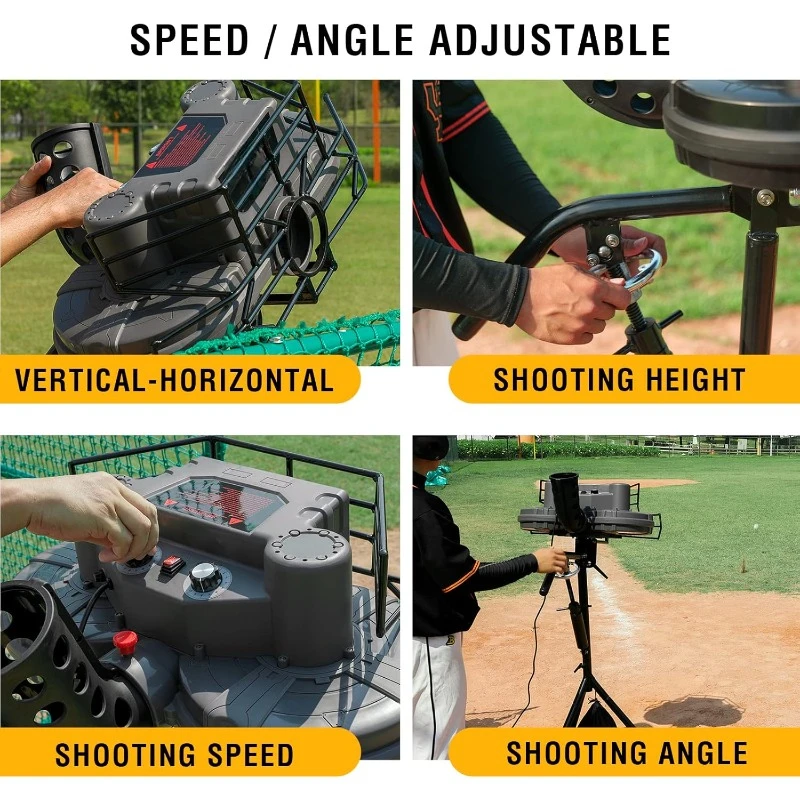 777BH Dual-Wheel Baseball Pitching Machine Upgraded Version,   Throw Any Type of Pitch, with 3 Training Balls