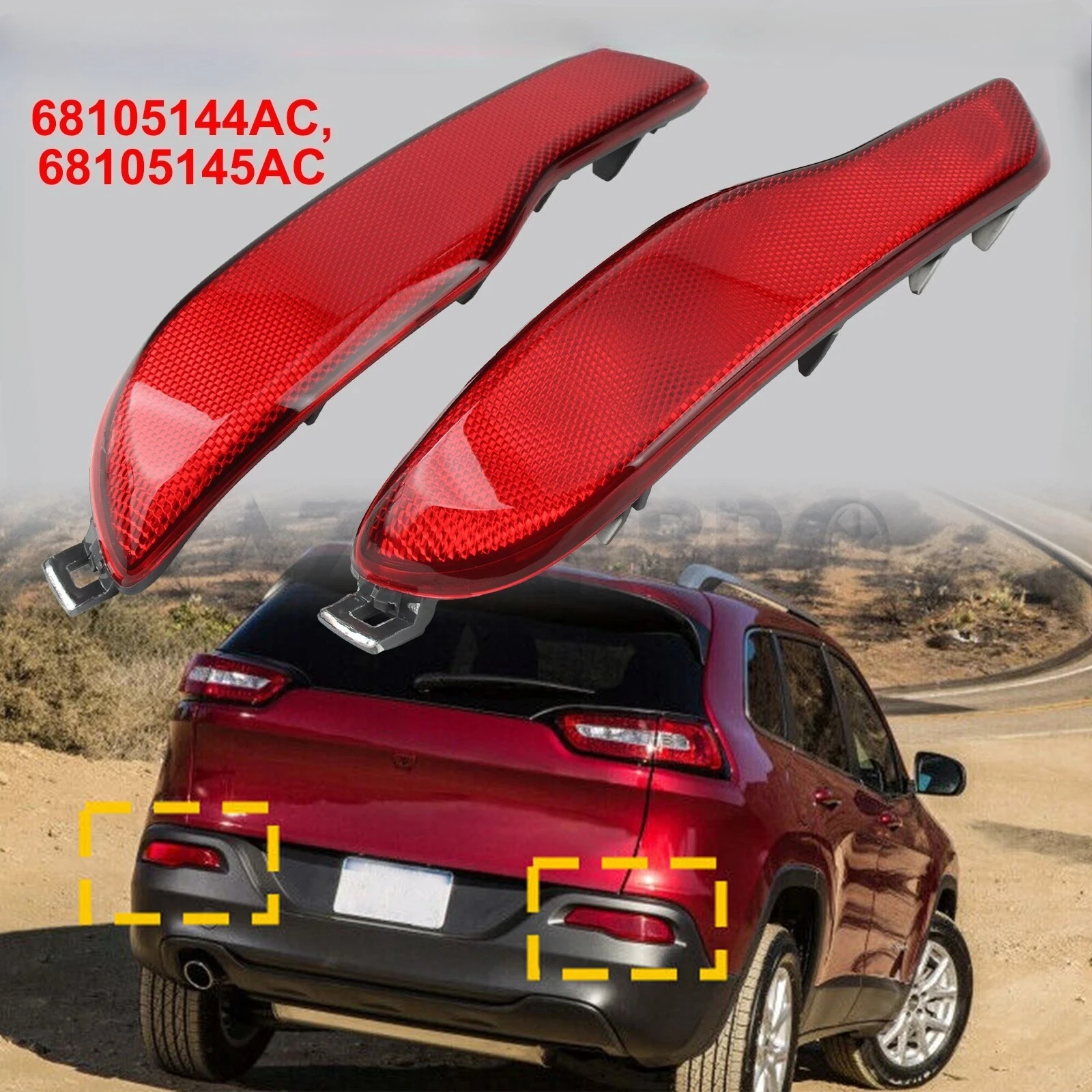 68105144AC 68105145AC For Jeep Cherokee 2014-2018 Left Right Rear Bumper Reflector Tail Light Bars Brake Parking Warning