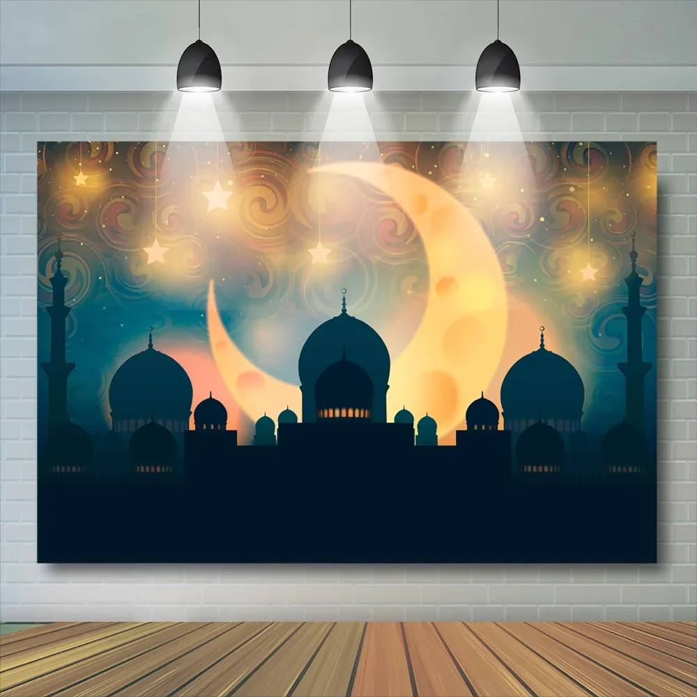 Mosque Moon Backdrop Portrait Kids Adult Birthday Photocall Background Pieceful Night Child Baby Photography Photo Studio