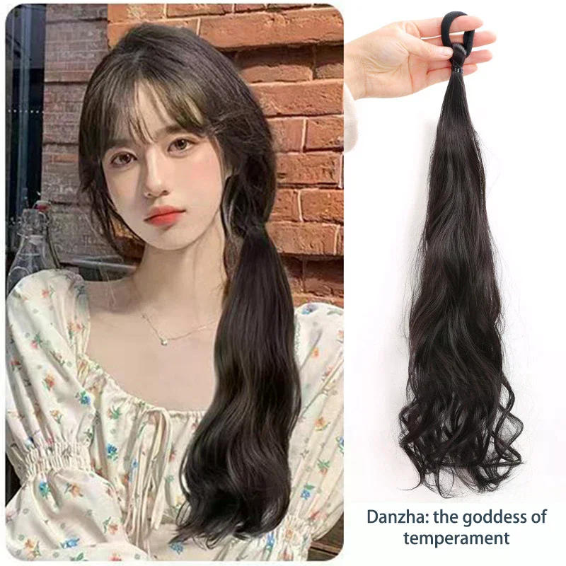 Fashionable Ponytail Wig Headrope Style Simulation Braid Female High Ponytail Wig Meatball Head Hair Accessories Styling Tools