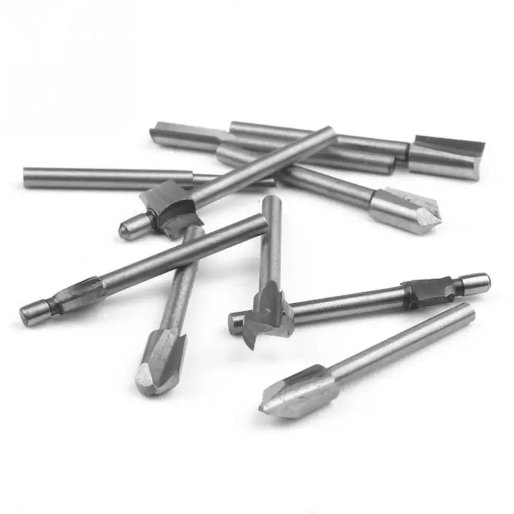 10Pcs Portable HSS Router Bits Rotary Tool Set DIY Wood Cutter Milling Professional 1/8" 3mm Shank Drill Bit for Dremel