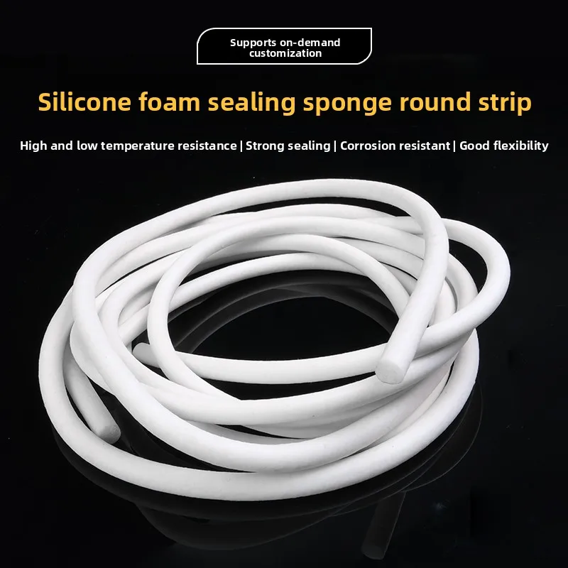 

High Temperature Resistant Foam Silicone Strip Non Slip Elastic Sealing Sponge White Round Bar