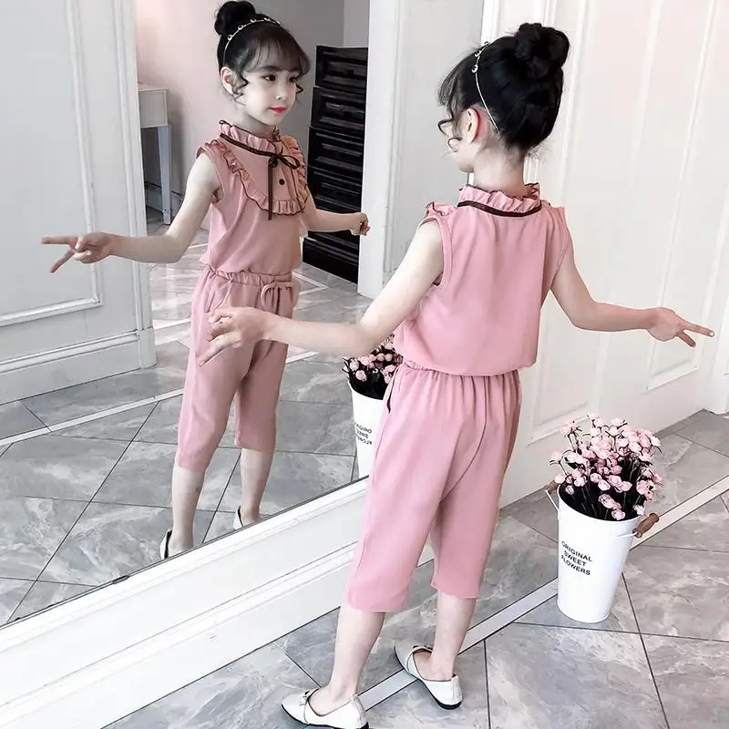 ملابس الأطفال الفتيات مجموعة 2025 موضة الصيف الجديدة قطعتين مجموعة للفتيات طفلة الملابس 2 4 5 6 7 8 9 10 11 12 سنة #5