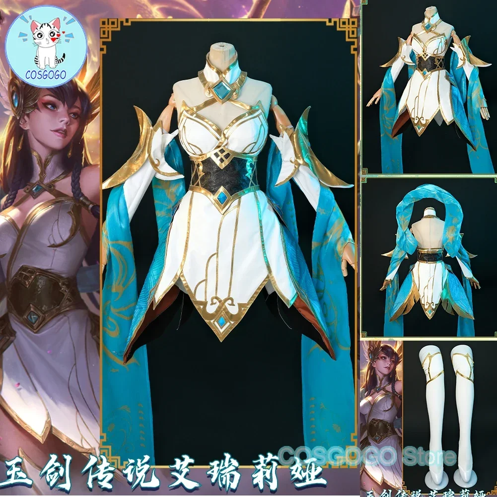

COSGOGO Game LOL Irelia Cosplay Costume Divine Sword Irelia The Blade Dancer Halloween Outfits Women Anime Clothing Dress Wig