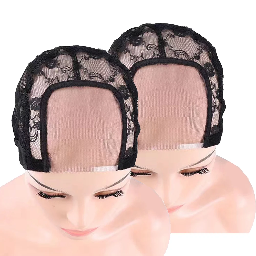 Cuffia per parrucca in pizzo HD con parte a U nera da 4x4 pollici con cinturino regolabile per parrucca fai-da-te che realizza cappellini per tessitura con retina per capelli