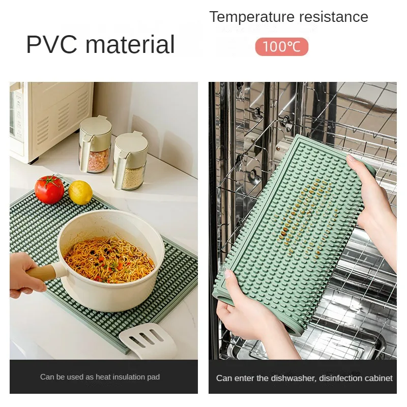 Silicone Draining Board Mat Dish Drying Mat Folding Draining Mat Large Drain Pad Eco-Friendly Drainer Mat Heat Resistant Pot