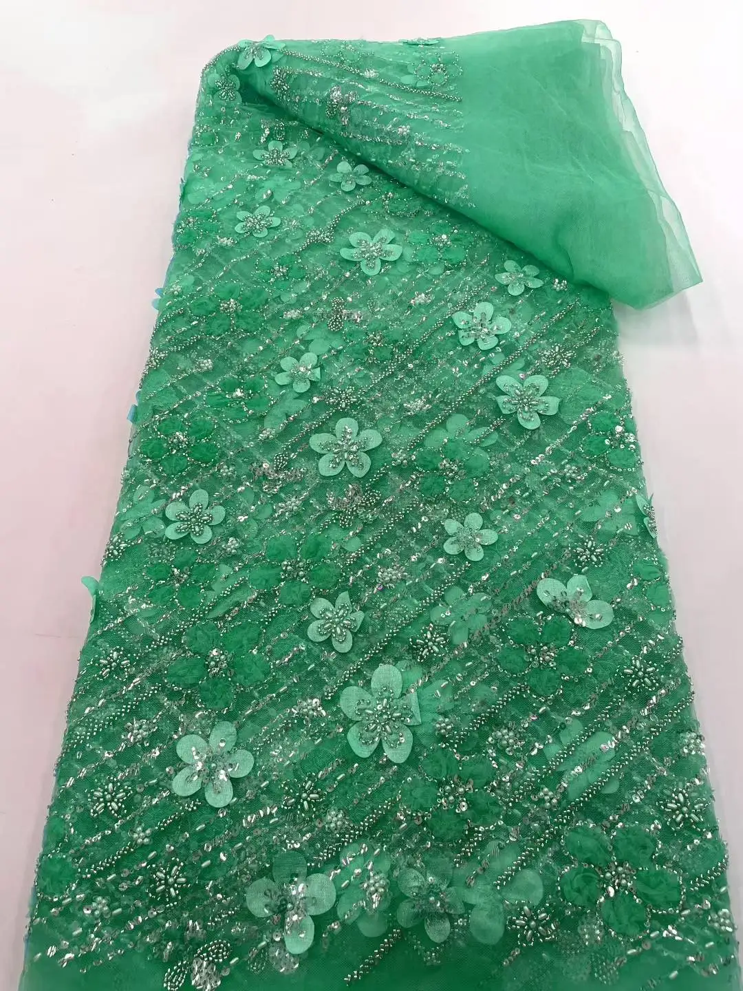 

Luxury African Sequins Beaded Lace Fabric 2025 New High Quality Groom Nigerian Wedding Bridal Embroidery French Tulle Materials