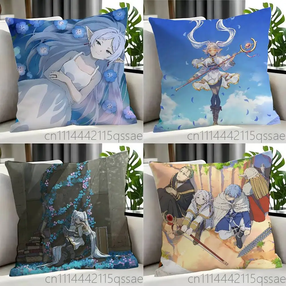 F-Frieren Anime Pillow case Printed Polyester Throw Pillow Cover Decorative Sofa Cushion Pillowslip Home Decor