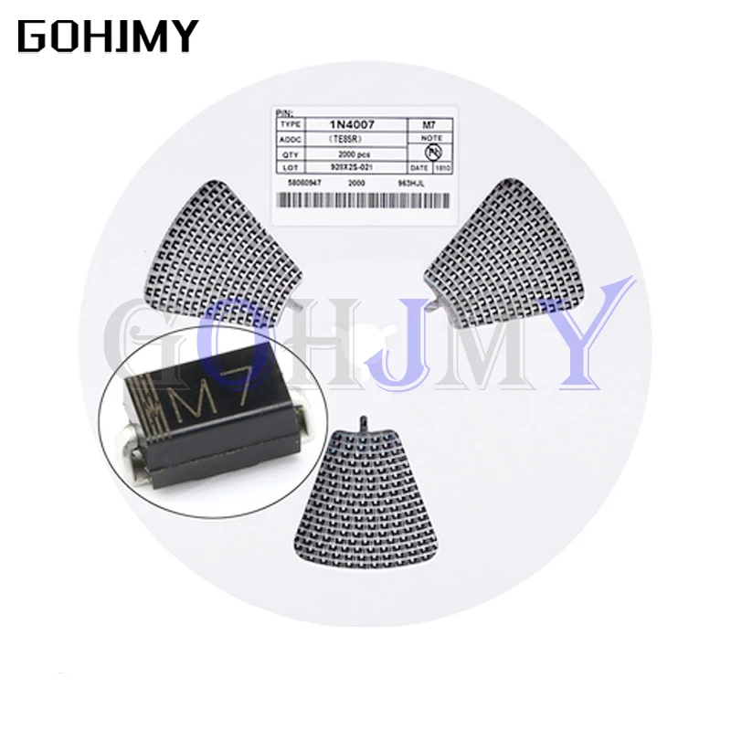 2000PCS 1N4001 M1 1N4004 M4 1N4007 M7 FR107 RS1M FR207 RS2M HER108 US1M SF18 ES1J SF14 ES1D DO-214AC SMA Rectifier diode