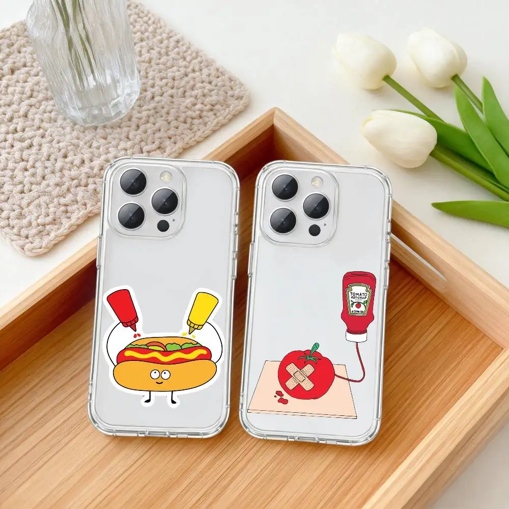 

T-Tomato K-Ketchup M-Mustard ART Phone Case For iPhone17p,16,15,14,13Pro Max,us,Soft Silicone Transparent Cover