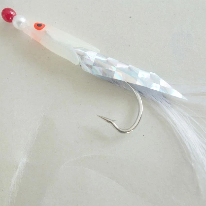 Q39E 5x Feathers Fishing Lures Saltwater Luminous Fishing Hook for Bass Trout Walleye