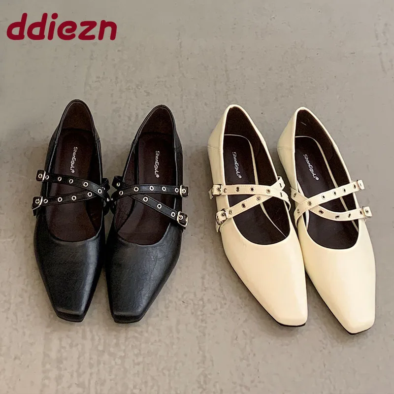 

Новинка 2025, модные женские туфли на плоской подошве, туфли Мэри Джейн в стиле Лолиты, мягкая женская обувь с пряжкой и ремешком, женская обувь на плоской подошве с обувью