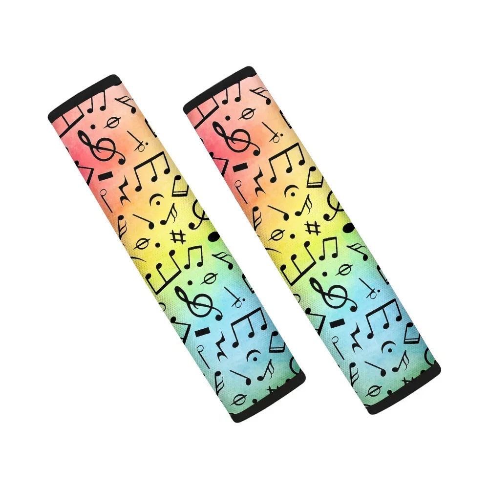 INSTANTARTS Rainbow Gradient Musical Note Print Automotive Seat Belt Pads Set of 2Pcs More Comfortable Driving Fit Most Vehicle